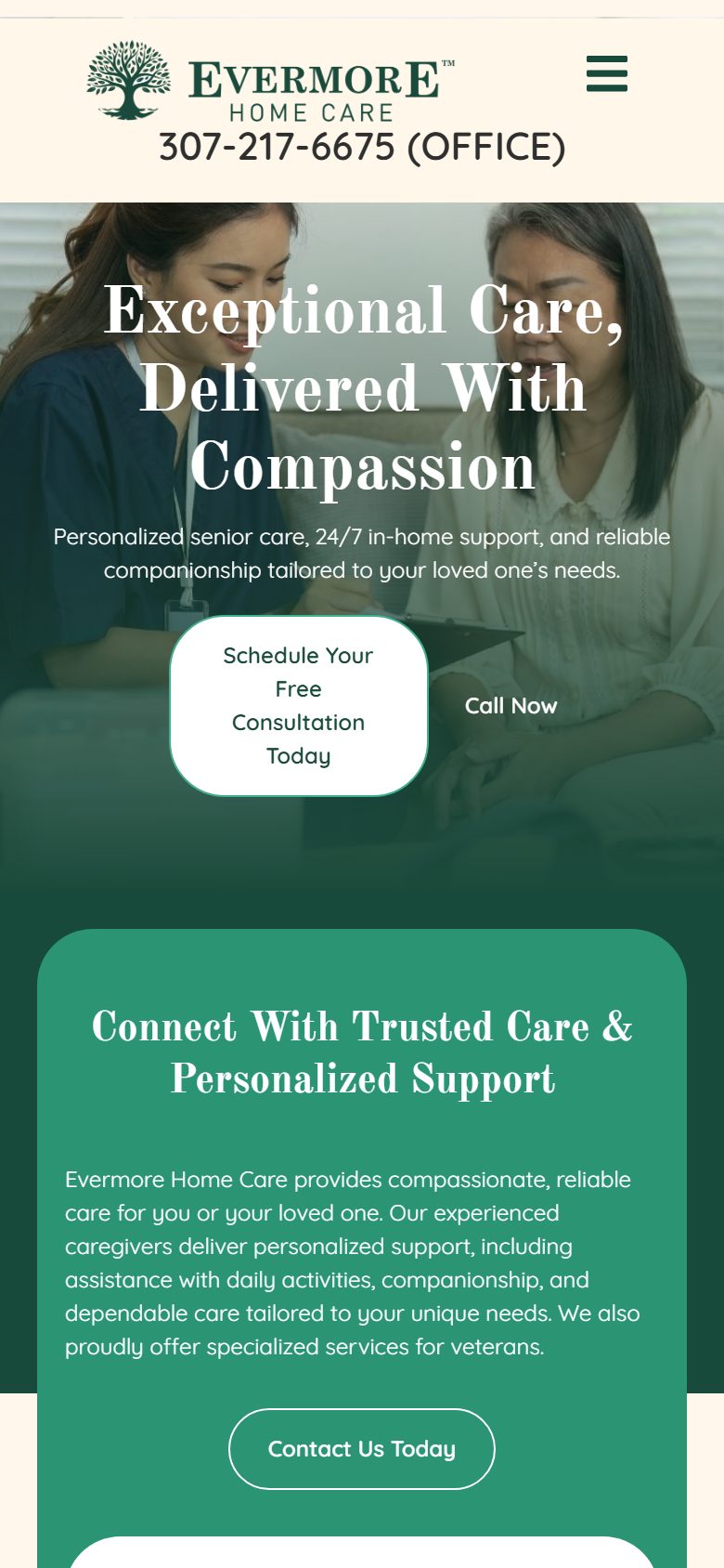Evermore Home Care on a phone