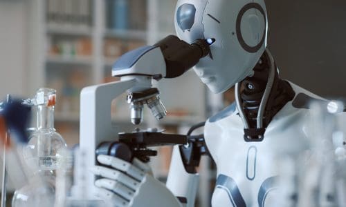 AI robot working in the laboratory