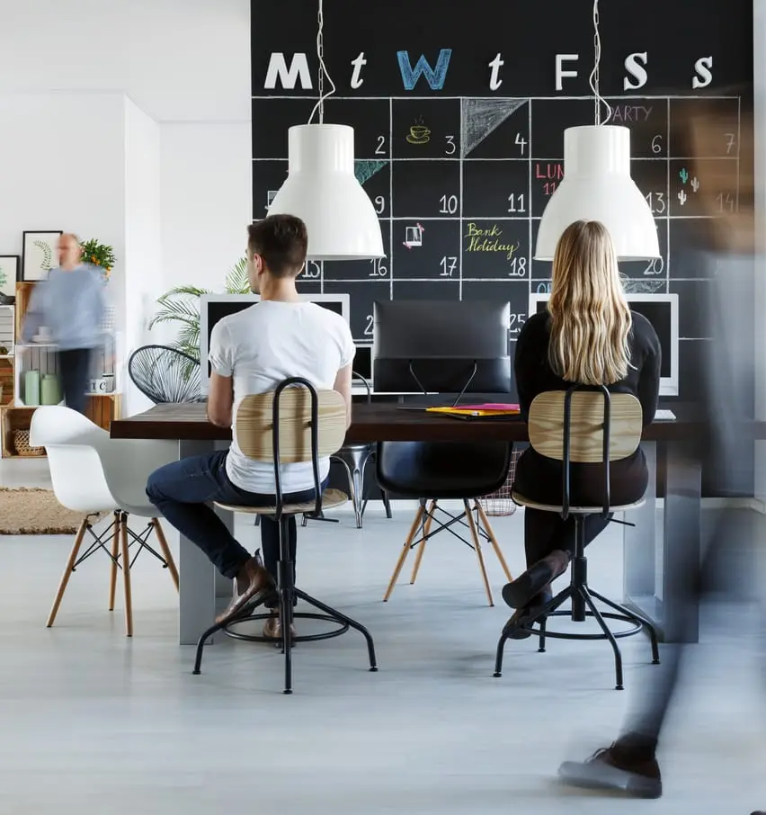 Coworkers in a bright office